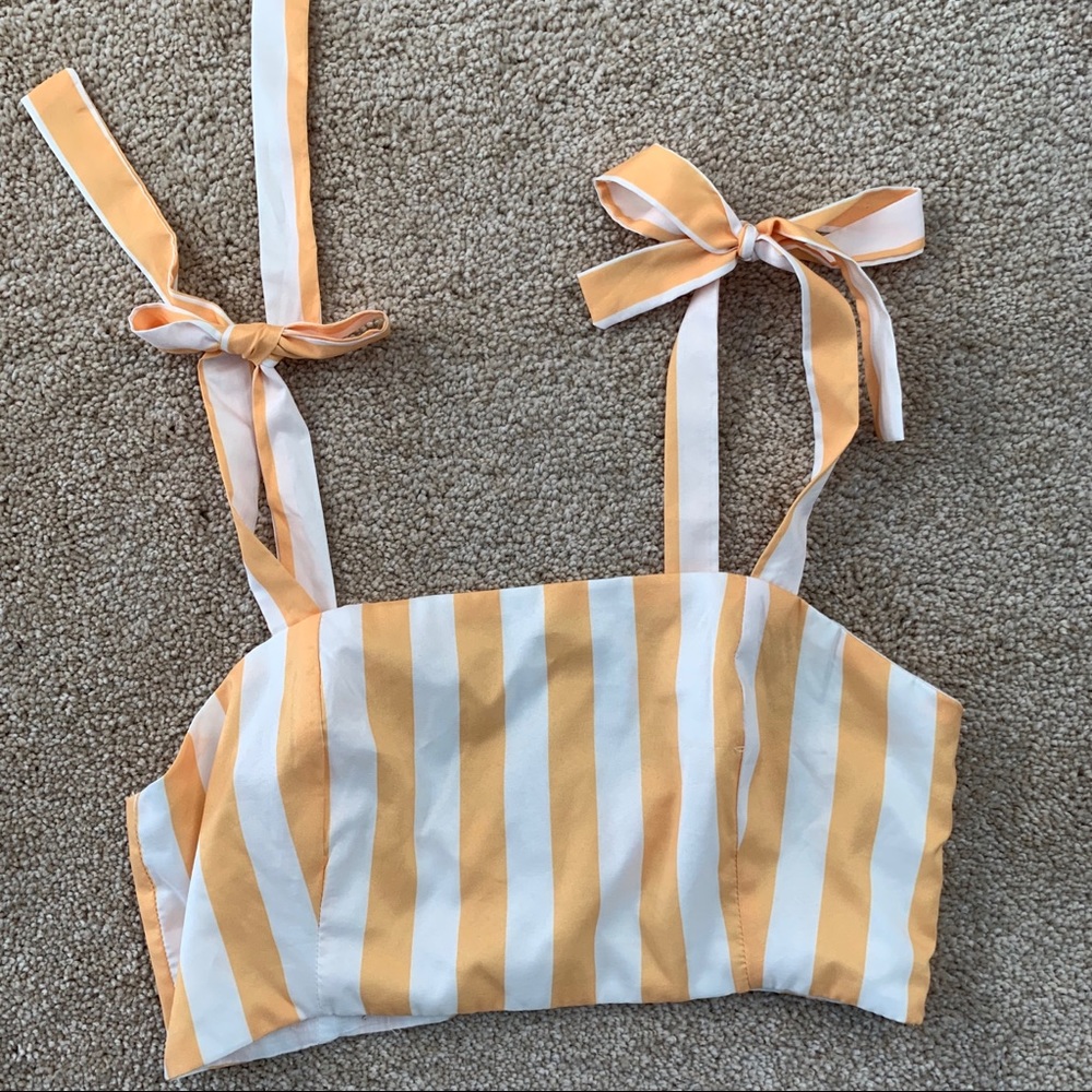 Showpo Yellow striped crop